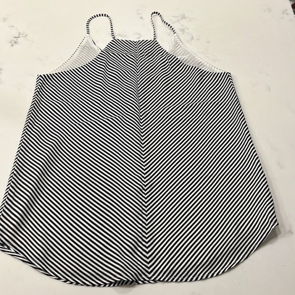 LOFT Asymmetric Stripe Racerback Blouse - Picture 4 of 5